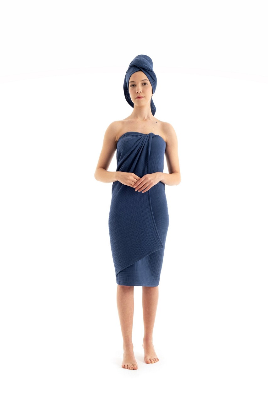 Set prosoape, L'essentiel Maison, Muslin, Albastru navy - imagine 5